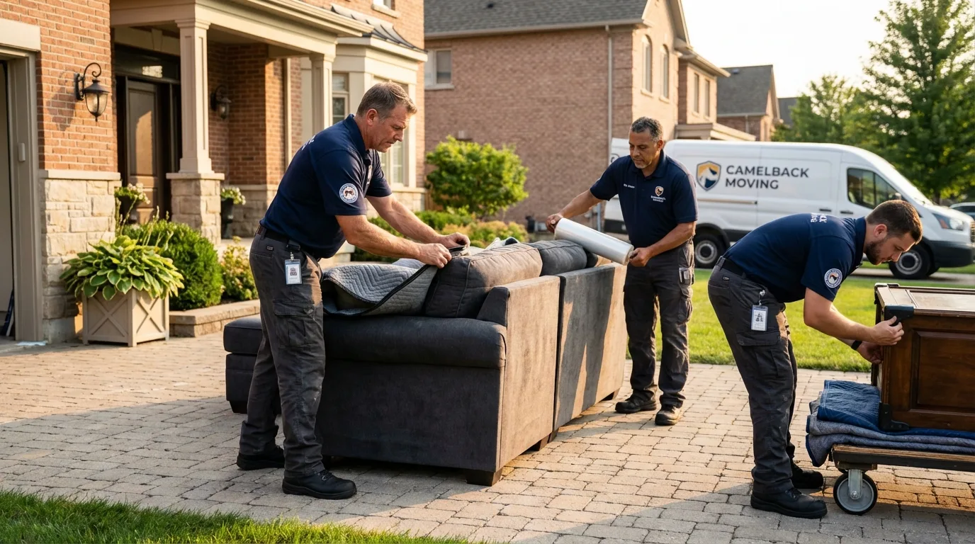 Large estate moving crew wrapping furniture in Boynton Beach, FL