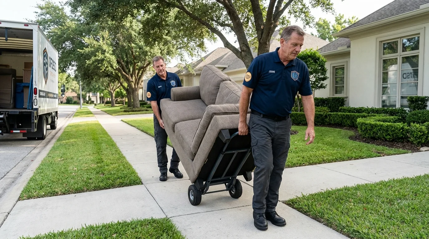 Local residential moving crew loading furniture in Boynton Beach, FL