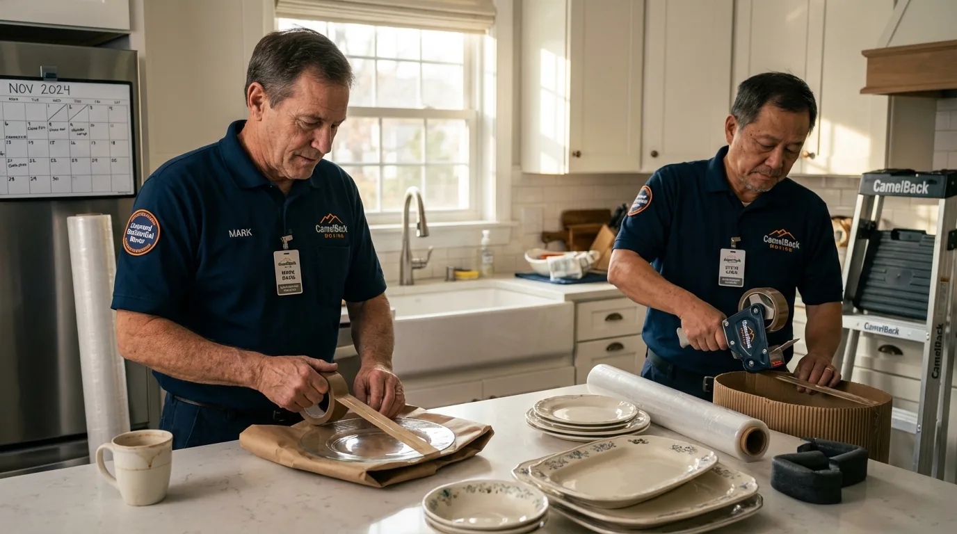 Professional crew packing kitchen dishware in Boynton Beach, FL
