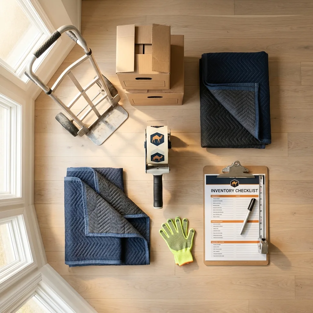 Professional moving supplies and packing materials layout for Boynton Beach residential relocations